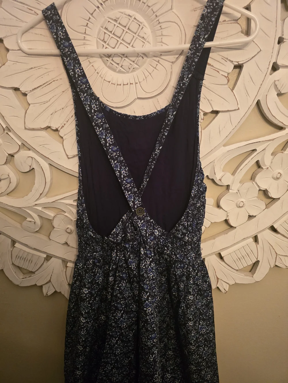 Free People Petunia Mini Dress in a blue and navy ditsy floral print